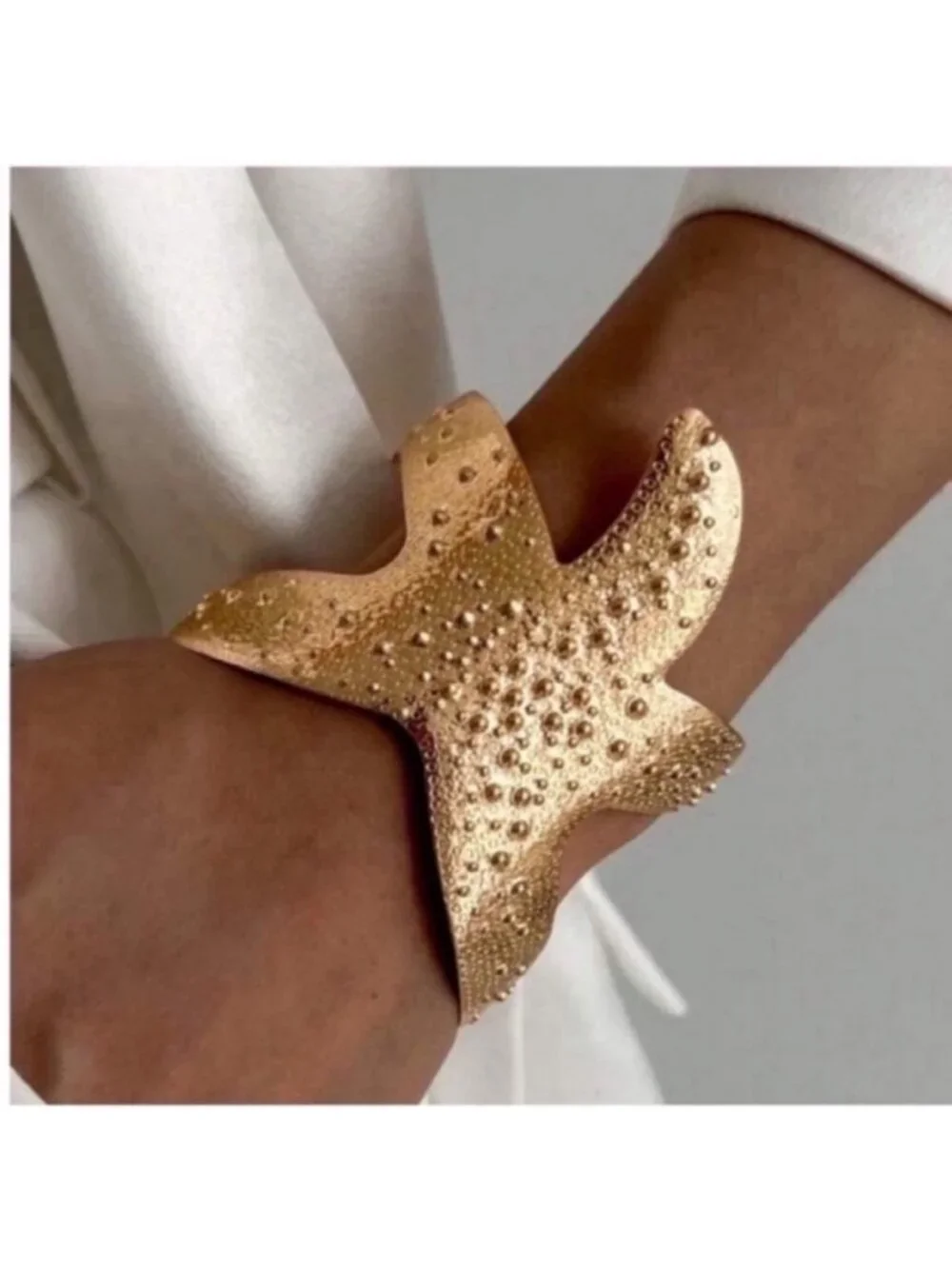 New! Pebbled Gold Starfish Cuff Bracelet